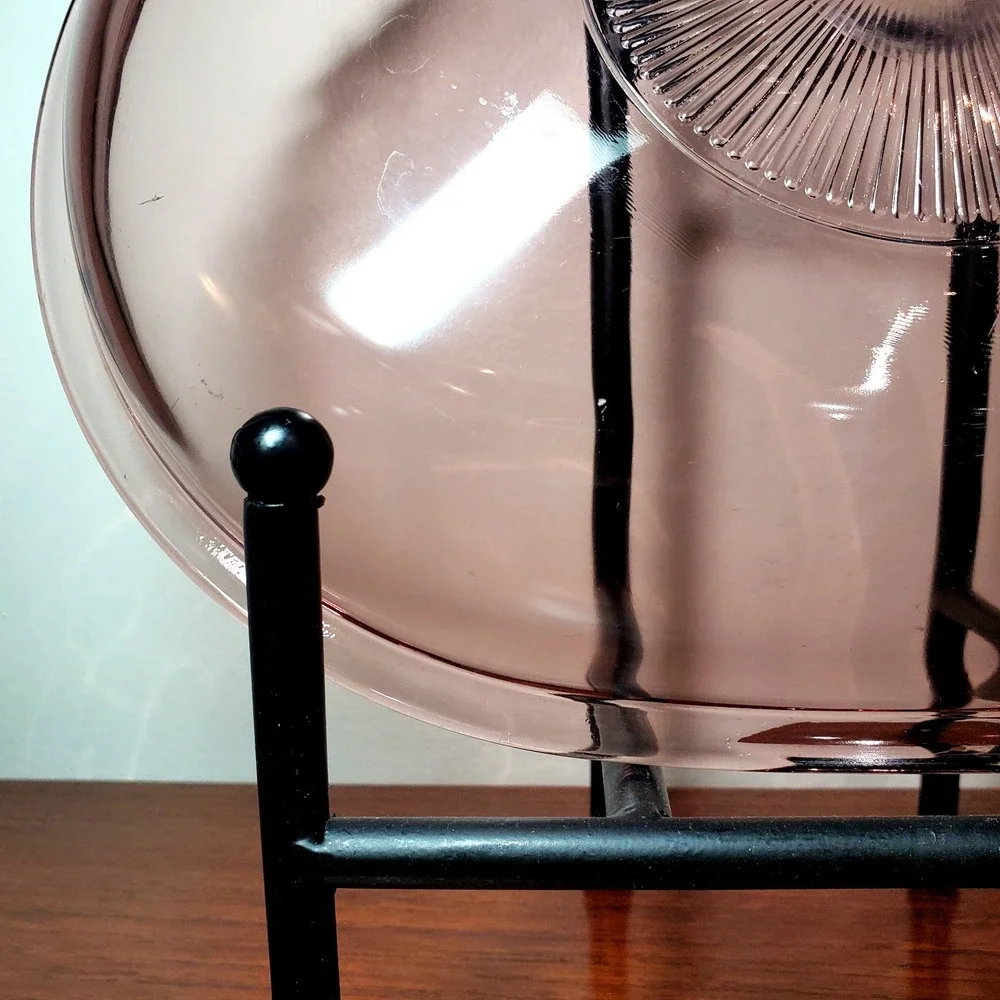 Vintage Pyrex V-34-C Cranberry Glass Lid Replacement Oval 4 Qt Visions Cookware